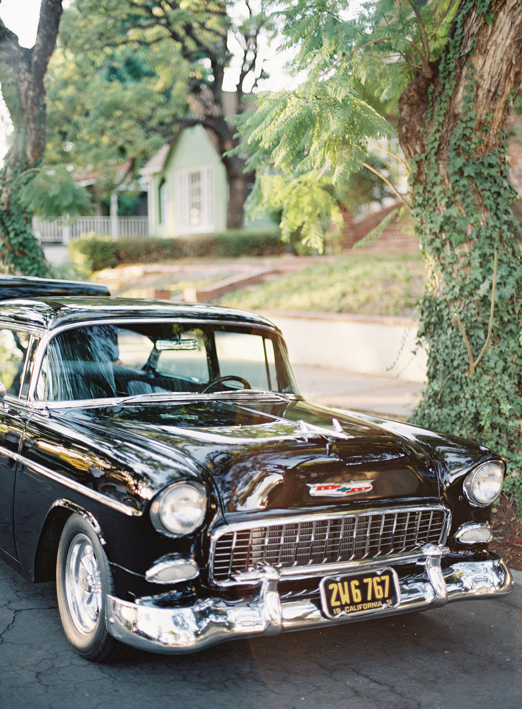 black 1956 chevy bel air parked in fullerton california