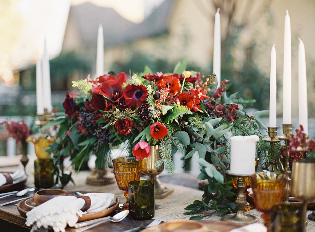 a holiday themed tablescape in Orange County