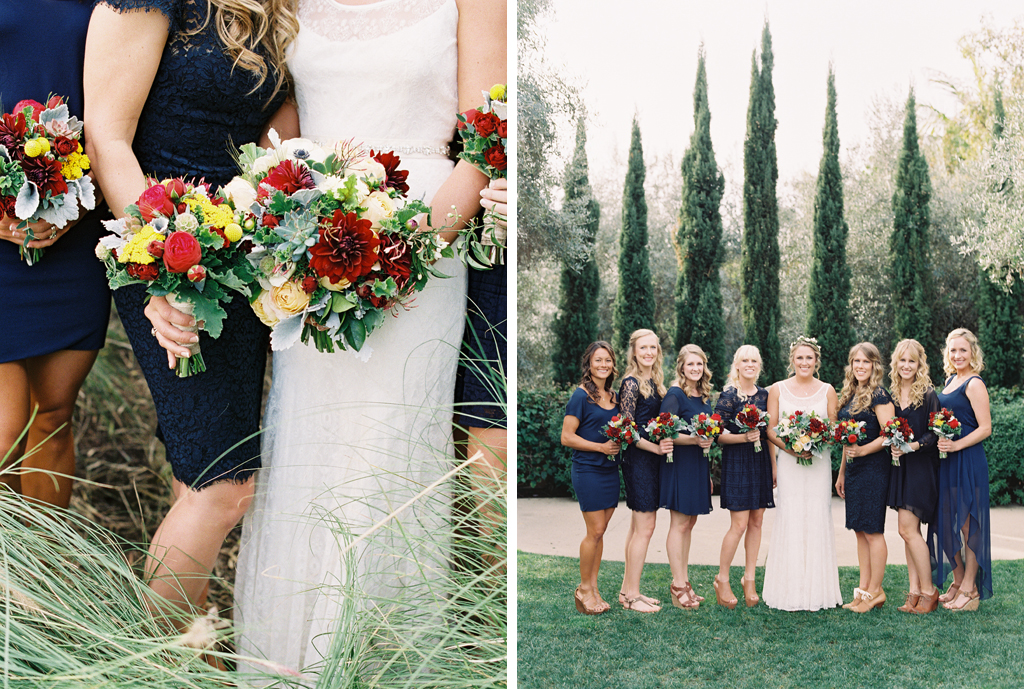 two photos of a bride and her bridal party at the estancia hotel in la jolla