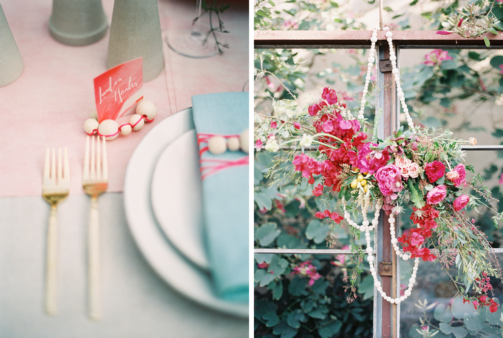 wedding table details and floral details