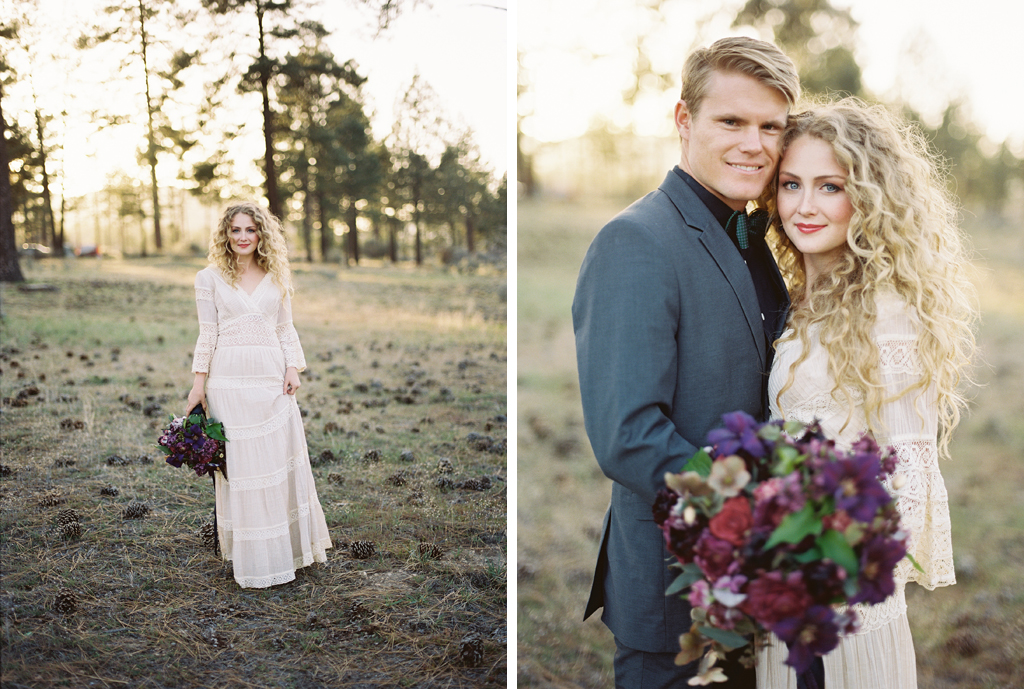 two photos of bride and bride with groom bouquet by art with nature
