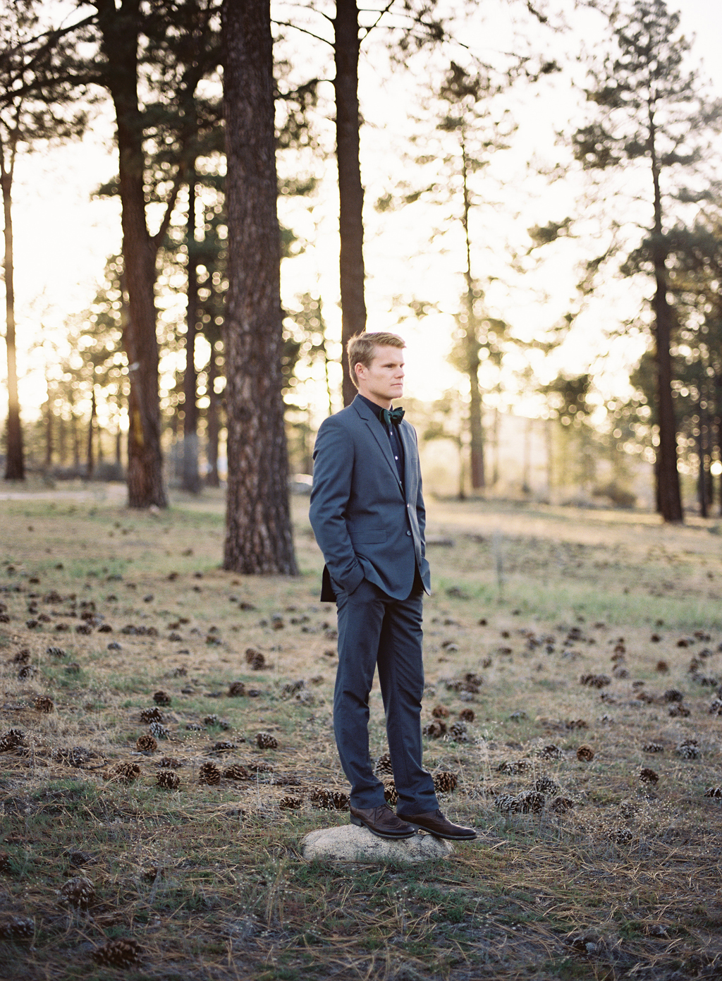 film portrait of groom in southern california