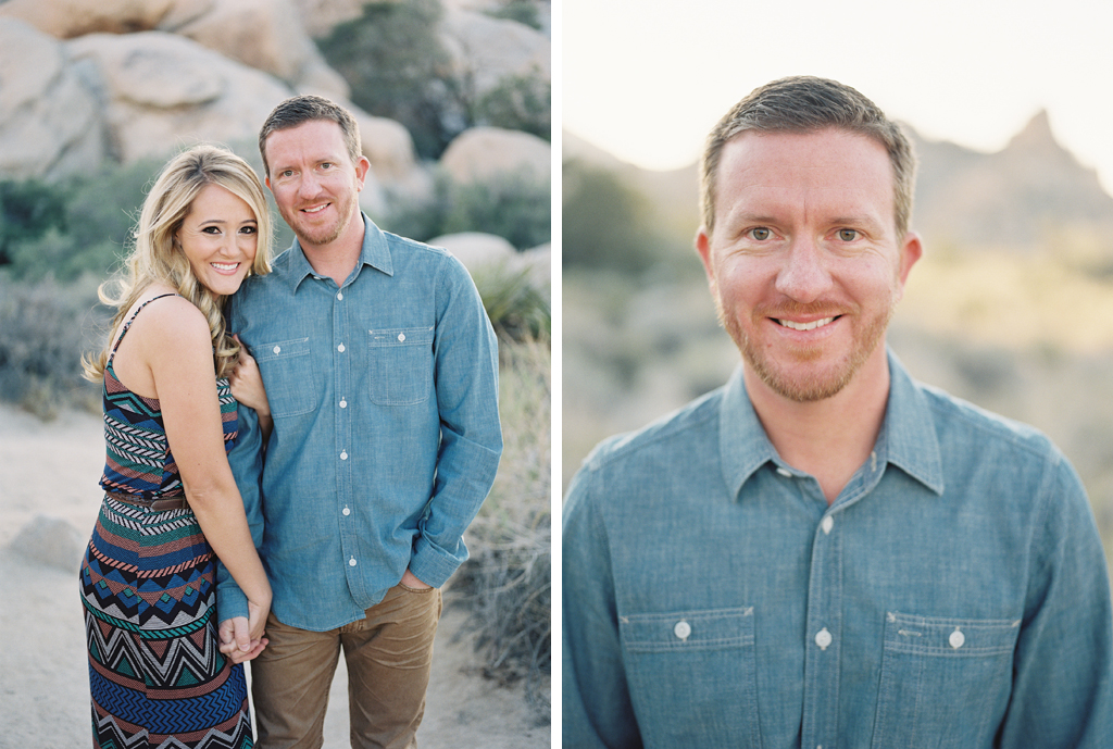  a couple posing for photos during their engagement session in southern california
