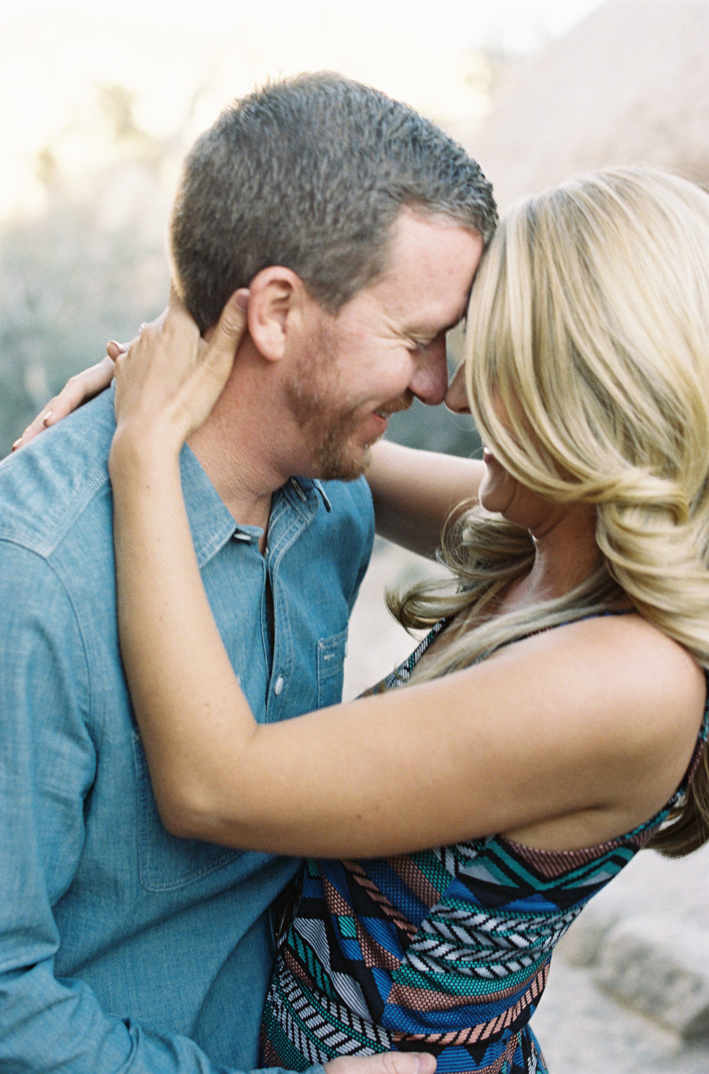 a film photo of a couple during their Joshua Tree engagement session