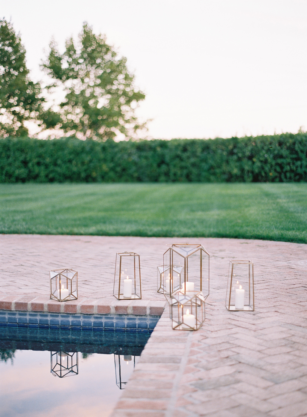 geometric candle votives at a wedding in Napa