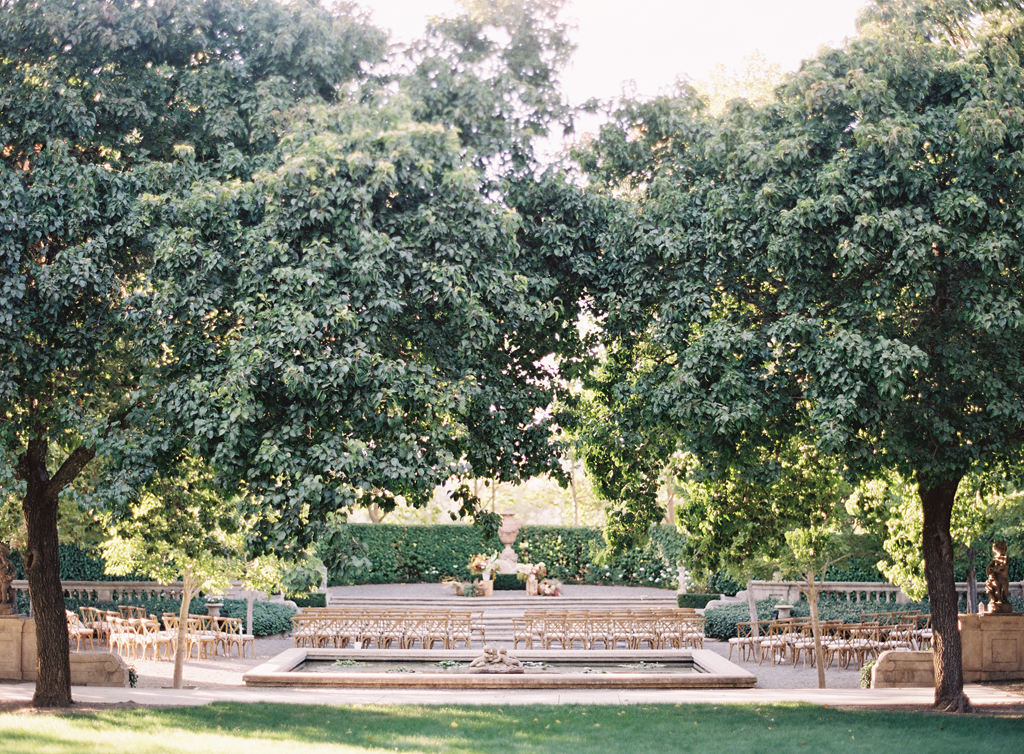 the gorgeous ceremony area at beaulieu gardens in Napa shot by a film photographer