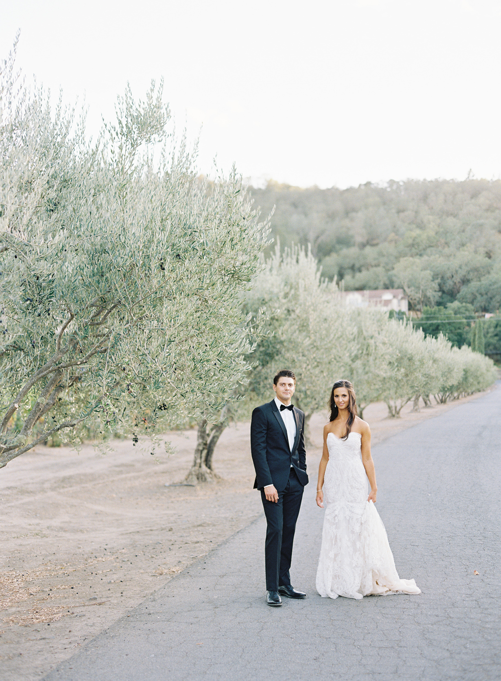 A portrait of a bride and groom on their wedding day in St. Helena, California. 