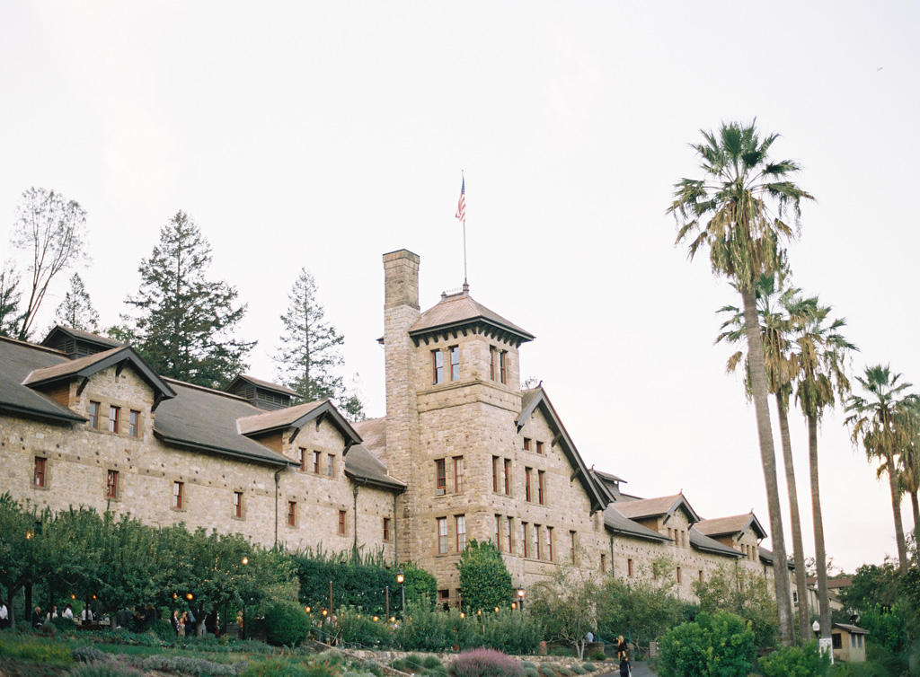 a film photograph of the culinary institute of america in napa valley, california wine country.